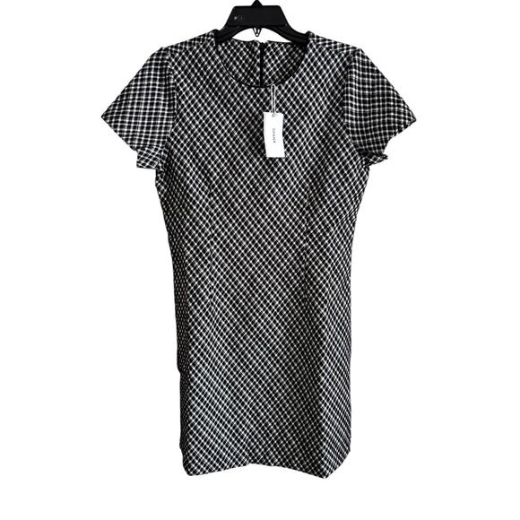 NWT SPANX Ponte Mini Dress Jacquard Size Small Black White Short Sleeve - Picture 1 of 8